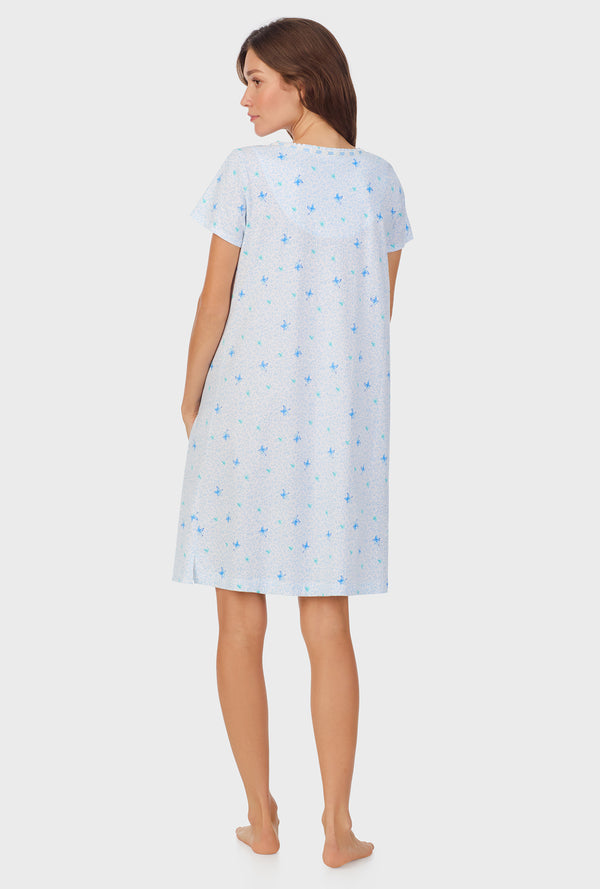 Carole Hochman Blue Hummingbird Cotton Short Nightgown