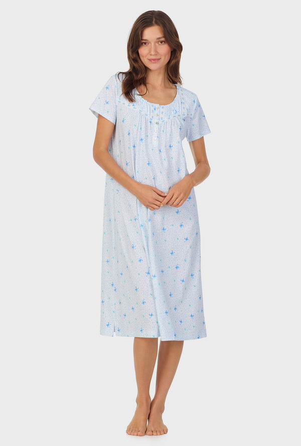 carole hochman Blue Hummingbird Cotton Waltz Nightgown