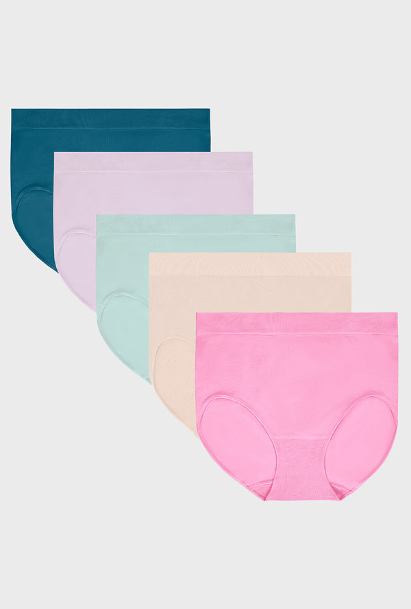 carole hochman 5Pk Seamless Brief - Aqua Multi