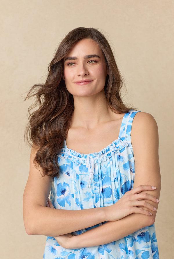 Carole Hochman Blue Poppy Cotton Waltz Nightgown