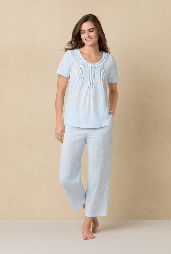 Carole Hochman Blue Shells Cotton Capri Pajama Set