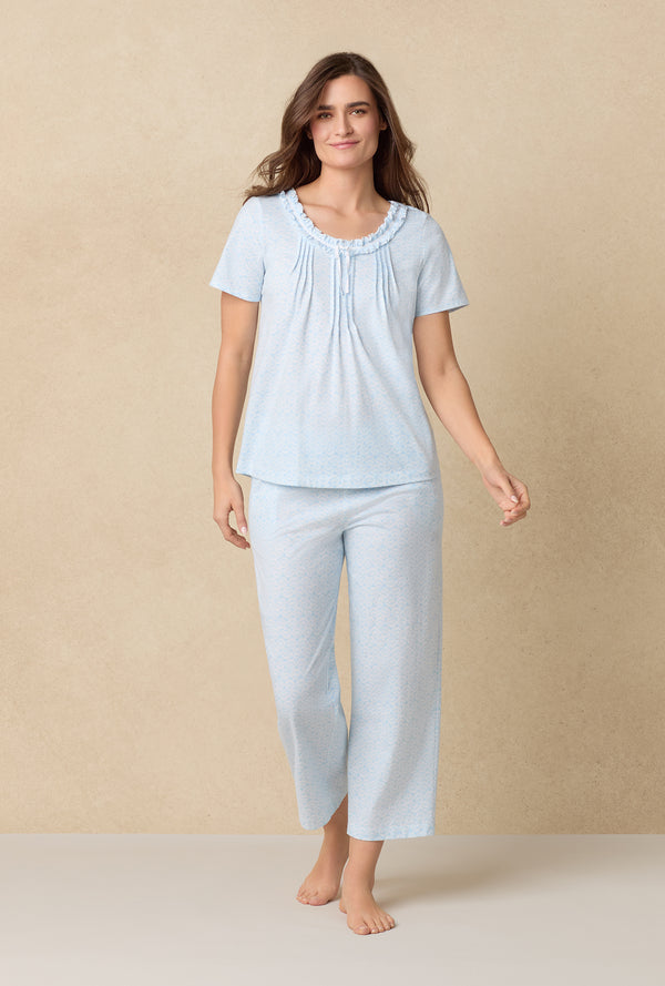 carole hochman Blue Shells Cotton Capri Pajama Set
