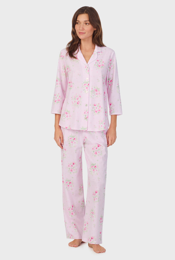 carole hochman Pink Cosmos Cotton Long Pajama Set
