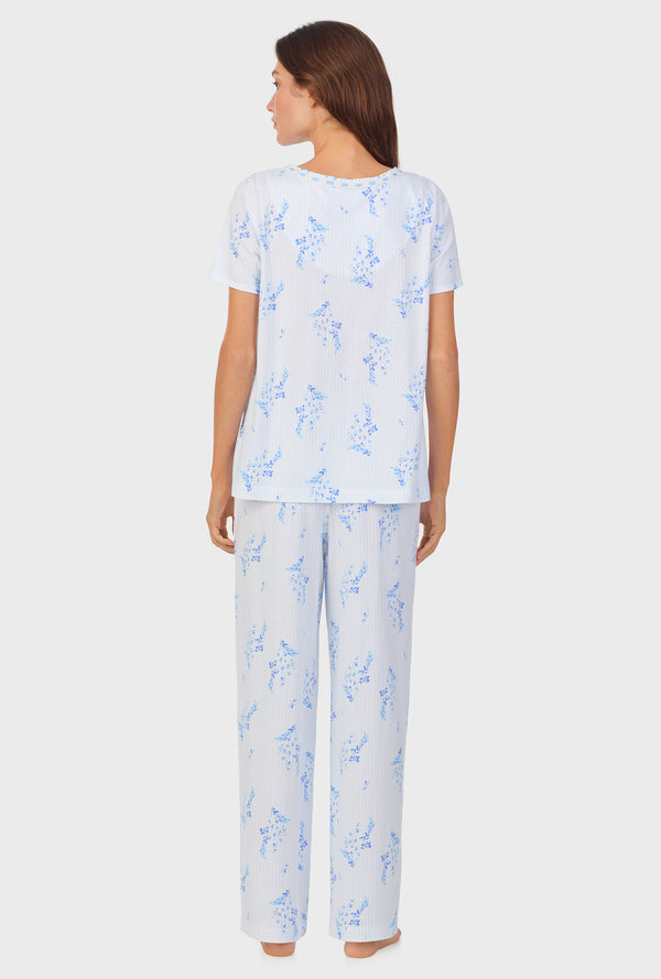 Carole Hochman Floral Stripe Cotton Long Pajama Set