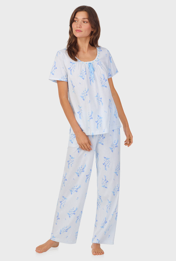 carole hochman Floral Stripe Cotton Long Pajama Set