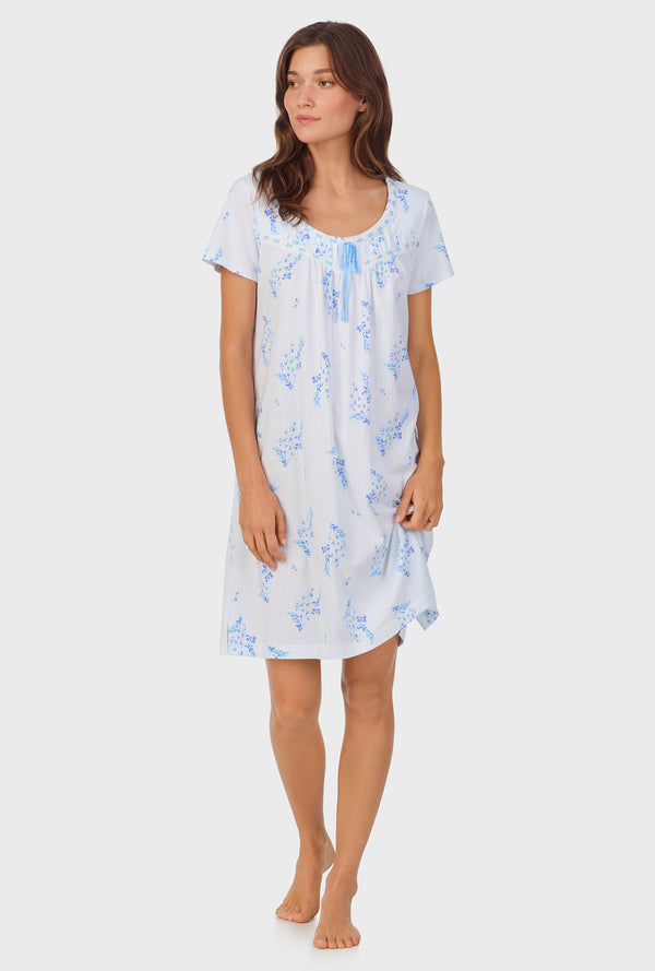 Carole Hochman Floral Stripe Cotton Short Nightgown