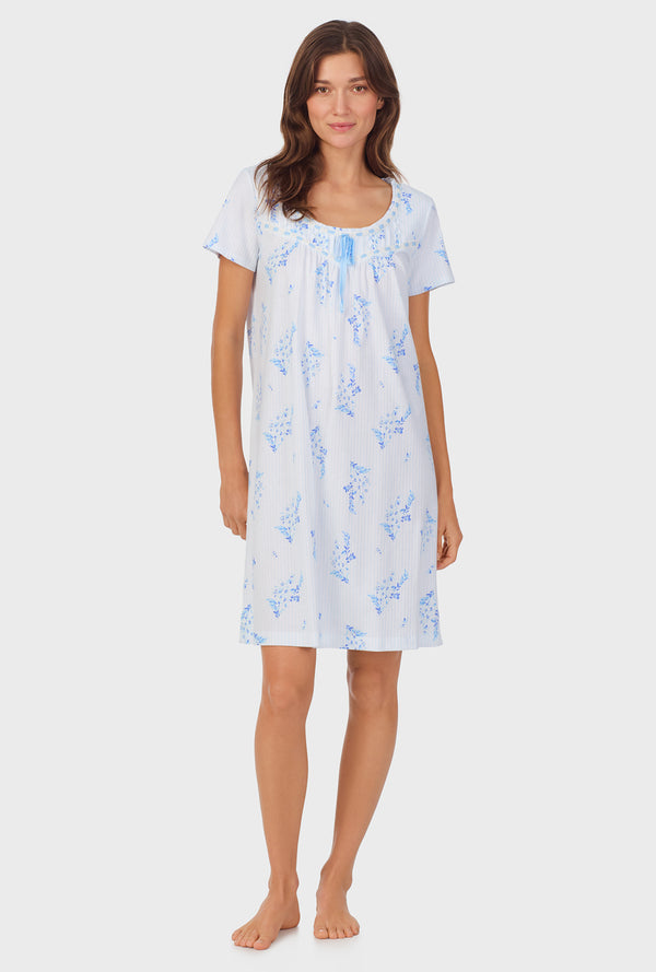 carole hochman Floral Stripe Cotton Short Nightgown