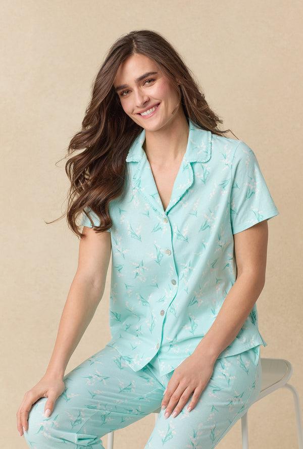 Carole Hochman Lily Of The Valley Cotton Capri Pajama Set