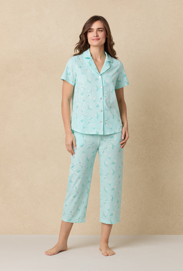 carole hochman Lily Of The Valley Cotton Capri Pajama Set