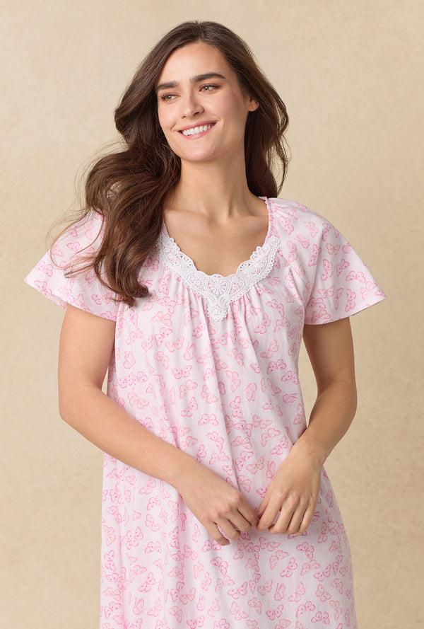 Carole Hochman Pink Butterfly Cotton Ballet Nightgown