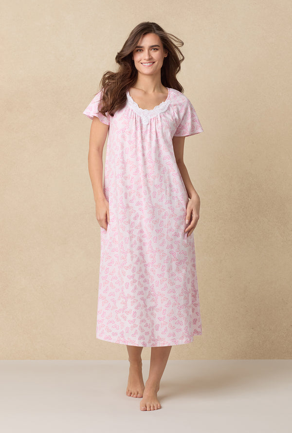 carole hochman Pink Butterfly Cotton Ballet Nightgown