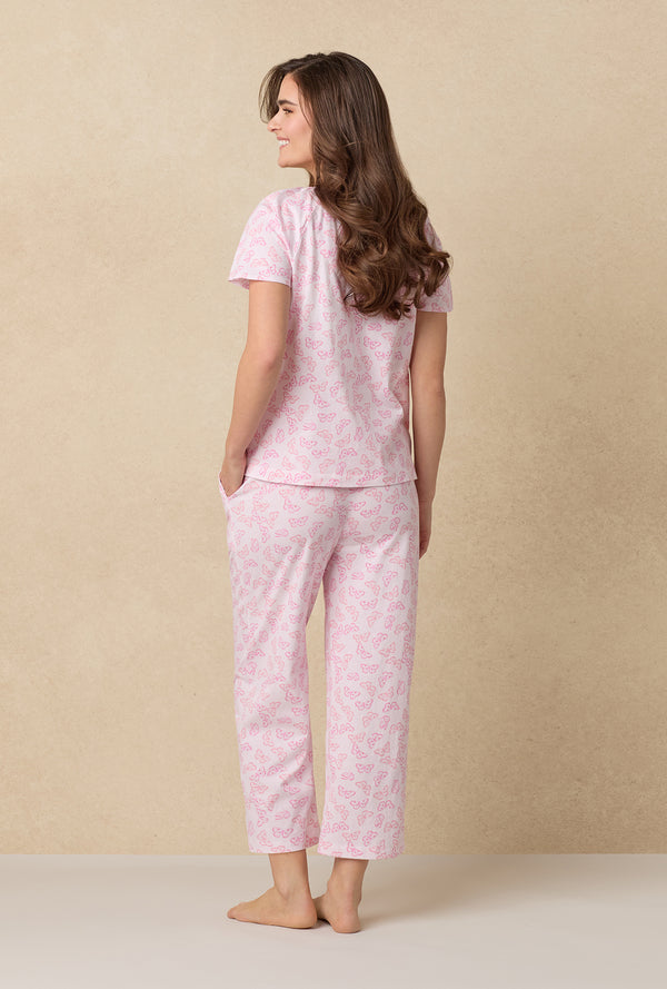 Carole Hochman Pink Butterfly Cotton Capri Pajama Set