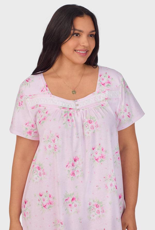 Carole Hochman Pink Cosmos Cap Sleeve Cotton Waltz Nightgown