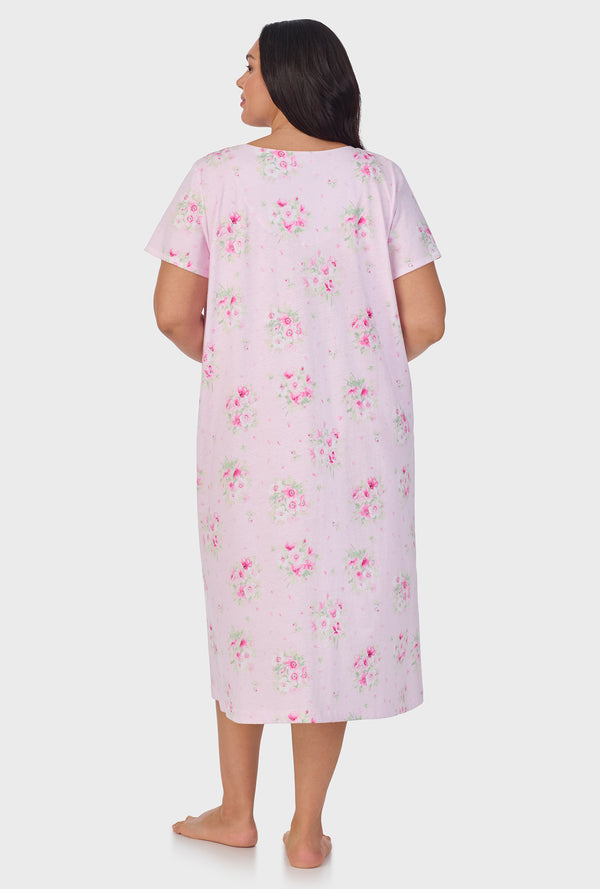 Carole Hochman Pink Cosmos Cap Sleeve Cotton Waltz Nightgown