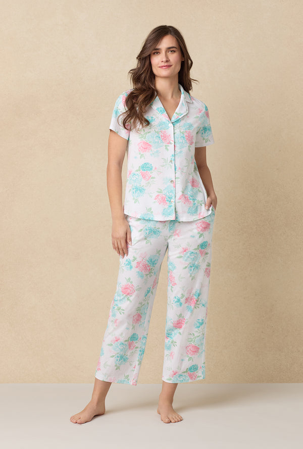 carole hochman Precious Peony Cotton Capri Pajama Set