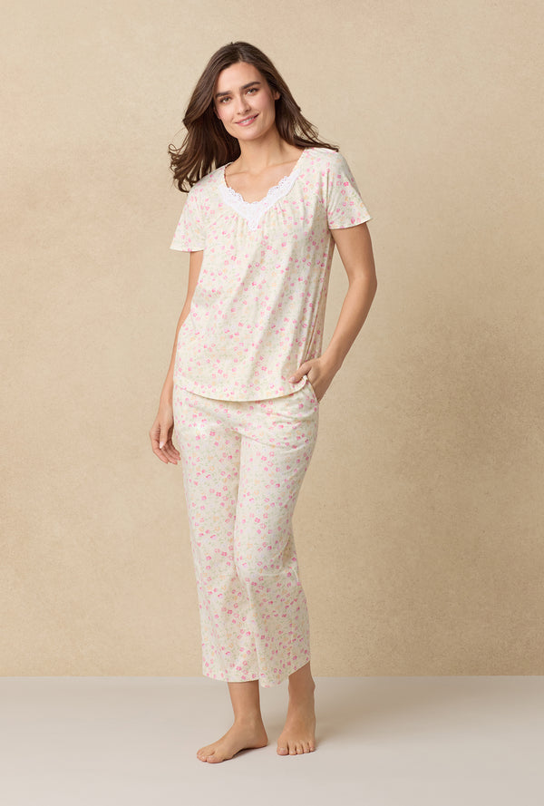 Carole Hochman Spring Ditsy Cotton Capri Pajama Set