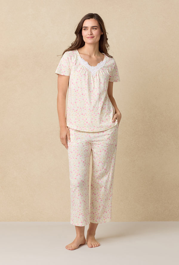 carole hochman Spring Ditsy Cotton Capri Pajama Set