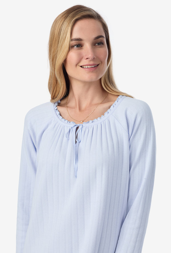 Carole Hochman Sweet Blue Cotton Pointelle Waltz Nightgown