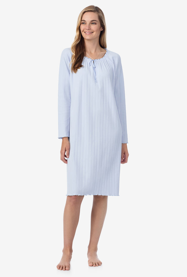 carole hochman Sweet Blue Cotton Pointelle Waltz Nightgown
