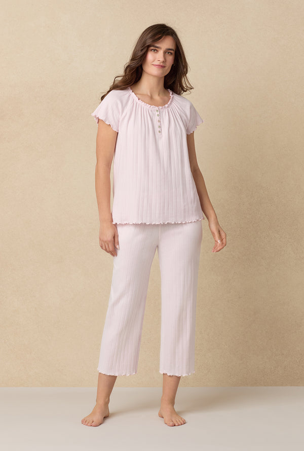 Carole Hochman Sweet Rose Cotton Pointelle Capri Pajama Set