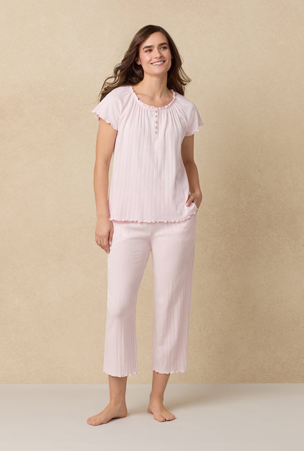 carole hochman Sweet Rose Cotton Pointelle Capri Pajama Set