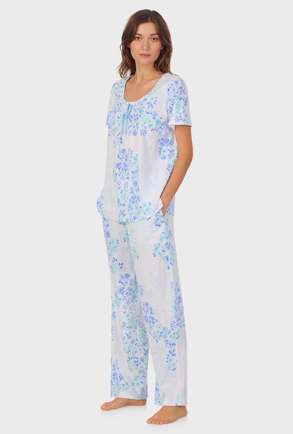 Carole Hochman Watercolor Floral Cotton Long Pajama Set
