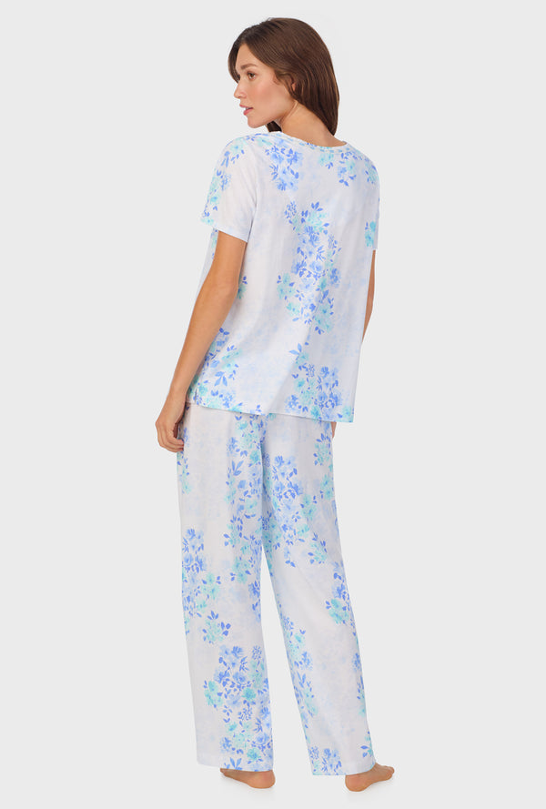 Carole Hochman Watercolor Floral Cotton Long Pajama Set