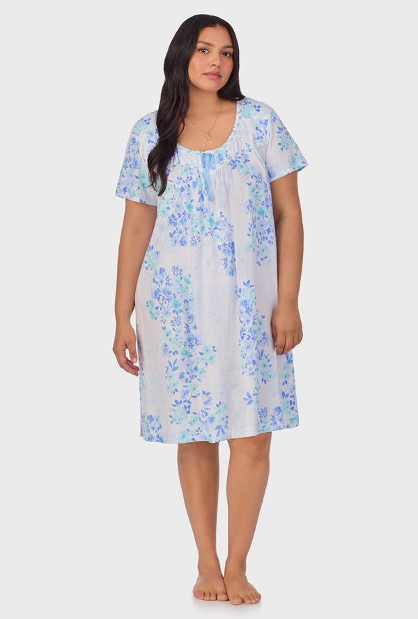 Carole Hochman Watercolor Floral Cotton Short Nightgown