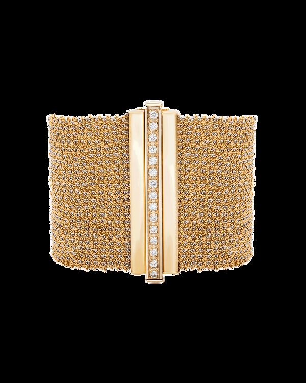 carolina bucci All Gold Woven Bracelet with Diamond Clasp