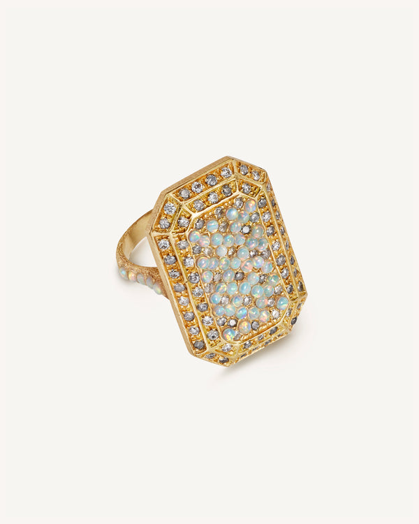 carolina bucci Opal Pavé Emerald Cut Ring