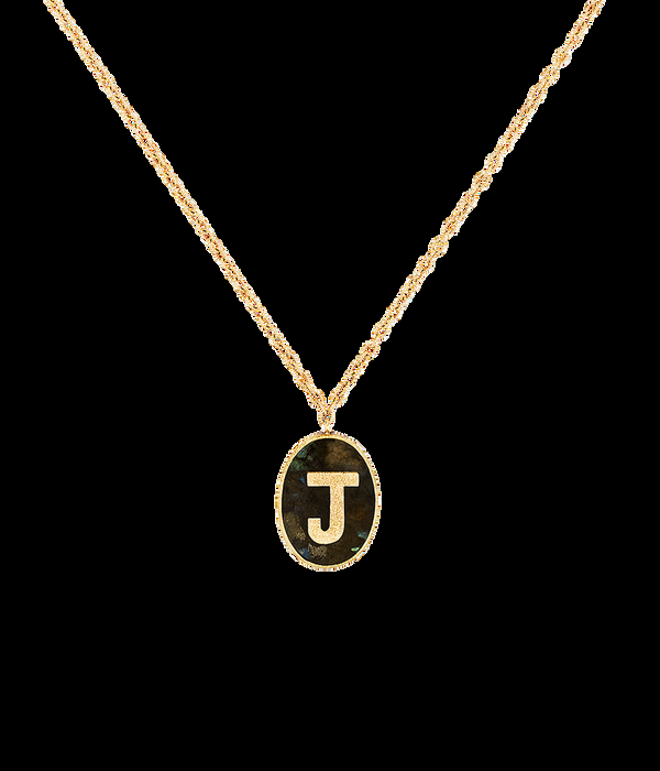 carolina bucci Florentine Finish Initial Necklace with Labradorite