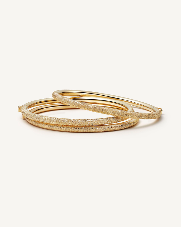 carolina bucci Florentine Finish Thick Bangle Set 18k Yellow Gold