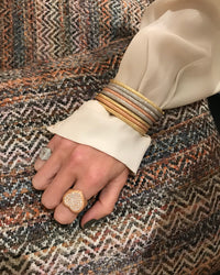 Carolina Bucci Florentine Finish Thick Bangle Set Mix Gold