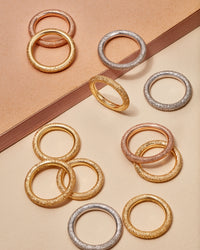 Carolina Bucci Florentine Finish Thick Ring Set Mix Gold