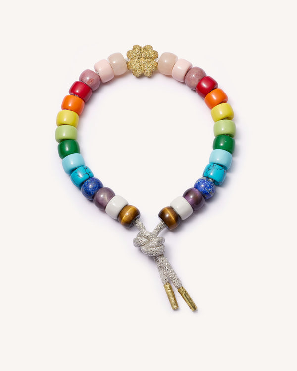 carolina bucci FORTE Beads Rainbow Bracelet with Quadrifoglio Bead