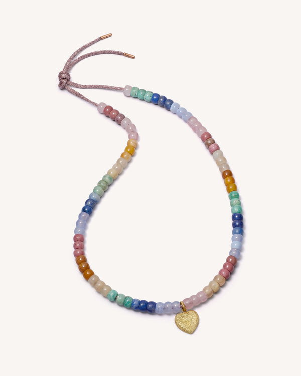 carolina bucci Holbox Forte Beads Necklace with Small Cuore Pendant