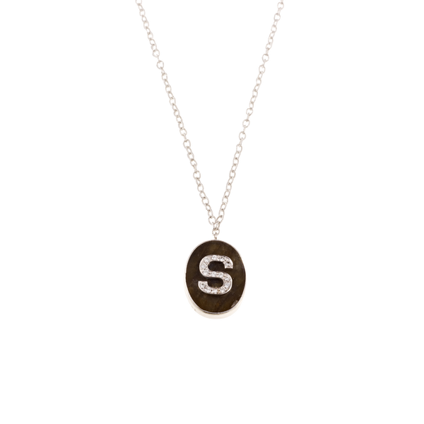 carolina bucci Pavé Initial Necklace with Labradorite