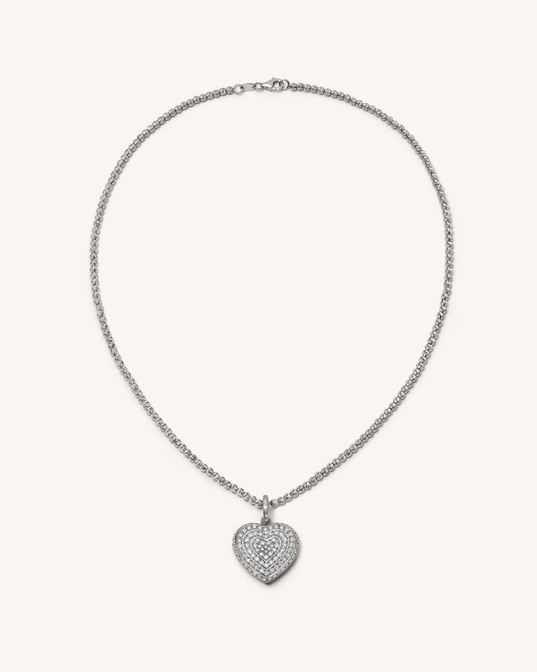 carolina bucci White Diamond Pavé Cuore Necklace 18k White Gold