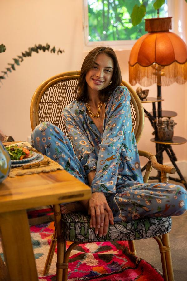 Carolina K Blue Peacock Pajama Set - Final Sale
