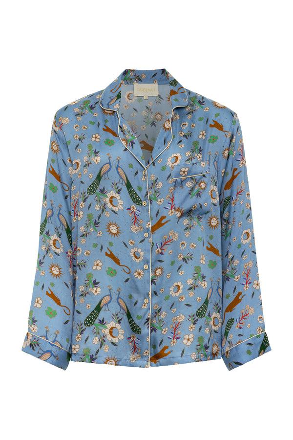 carolina k Blue Peacock Pajama Set - Final Sale