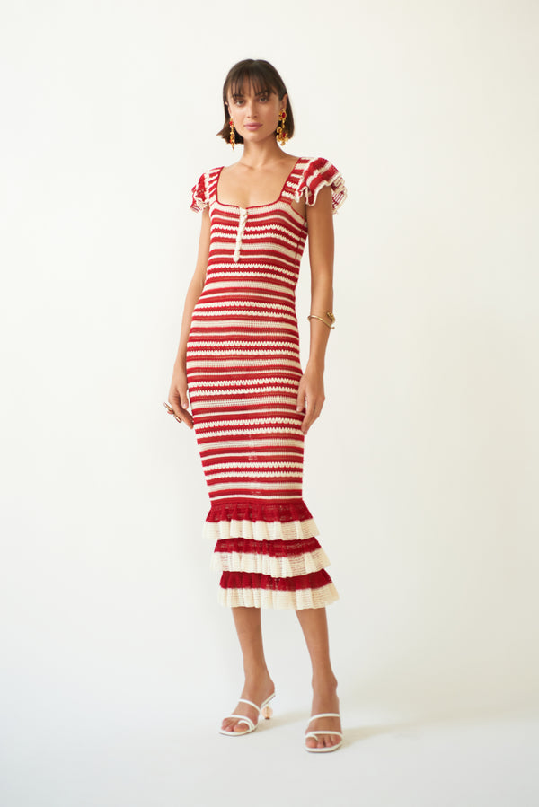 Carolina K Striped Red Dress