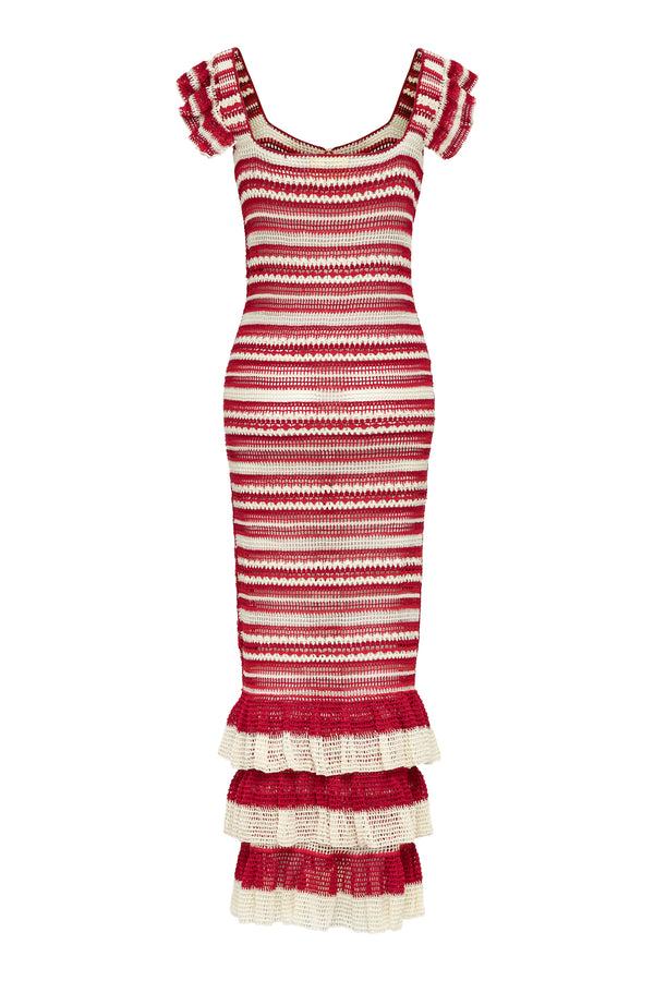 Carolina K Striped Red Dress