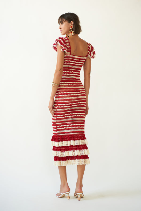 Carolina K Striped Red Dress