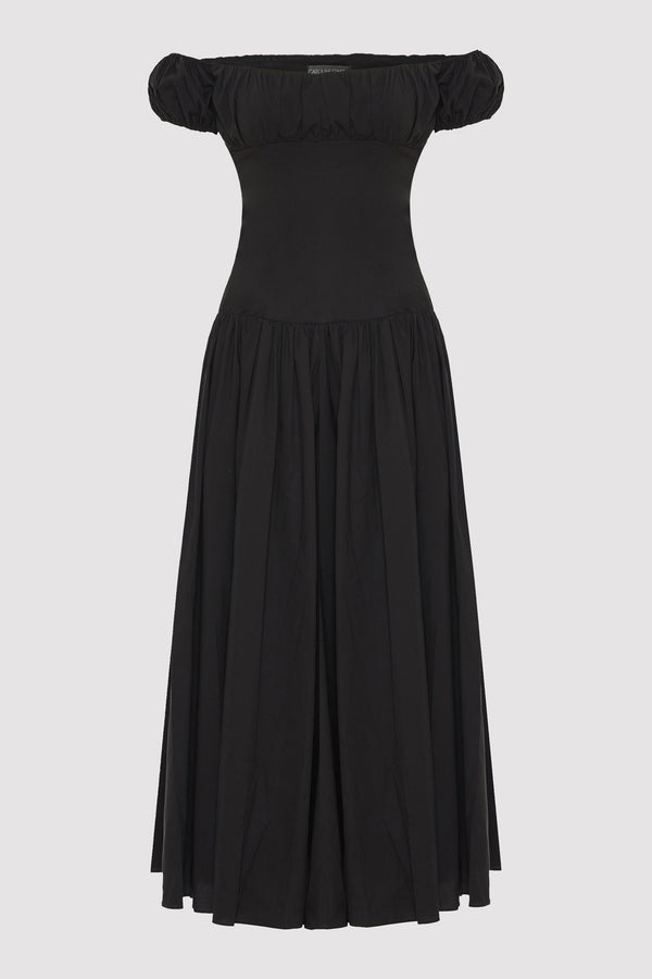 Caroline Constas AUGUSTA DROP WAIST MAXI DRESS BLACK