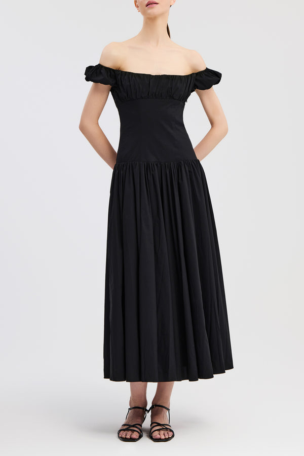 Caroline Constas AUGUSTA DROP WAIST MAXI DRESS BLACK
