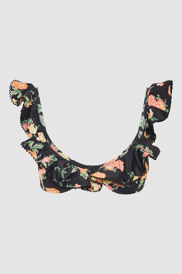 Caroline Constas ANASTASIA BIKINI TOP Black Floral