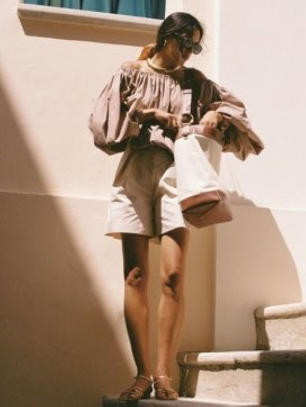 Caroline Constas ANDROS OFF SHOULDER TOP Taupe