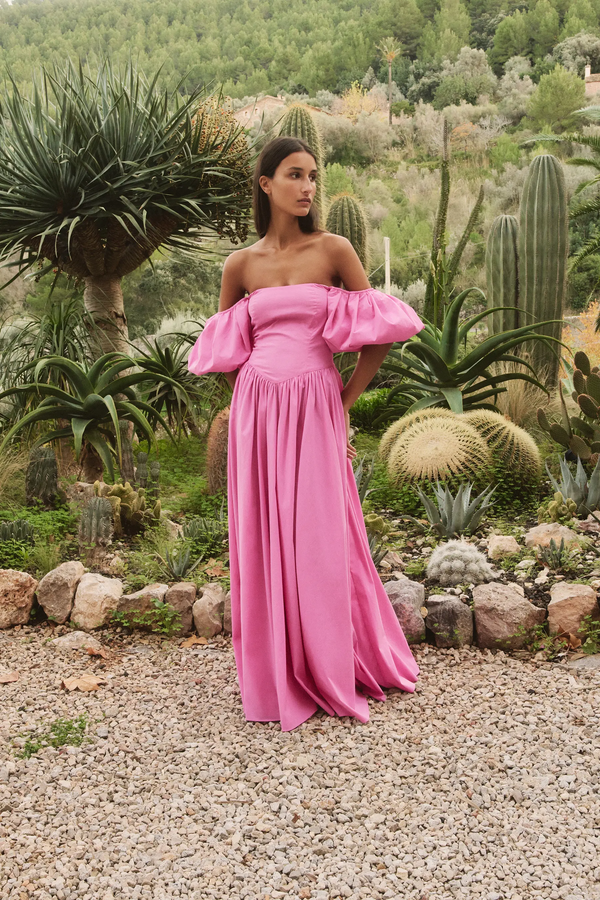 caroline constas CHRISTINA GOWN FLAMINGO