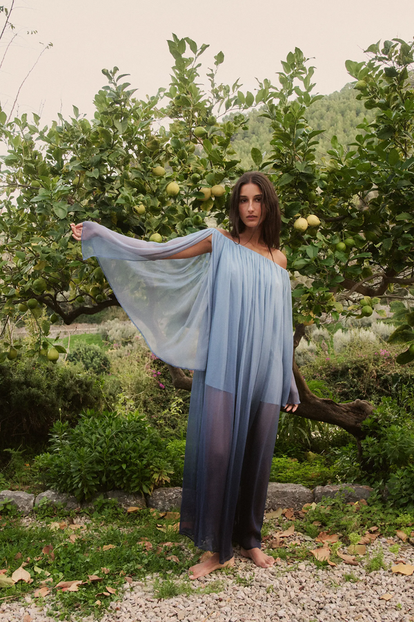 caroline constas CORINTHIA GOWN BLUE OMBRE