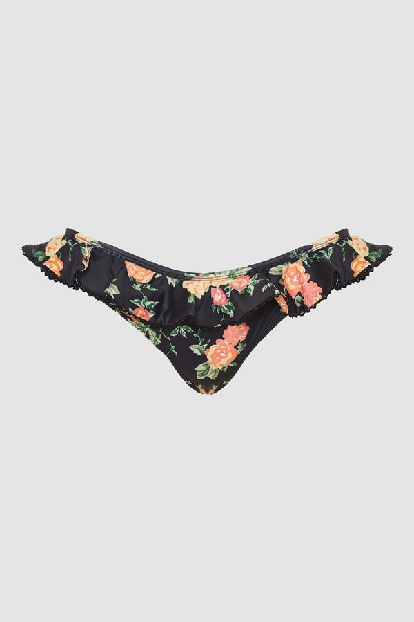 Caroline Constas LOTUS BIKINI BOTTOM Black Floral